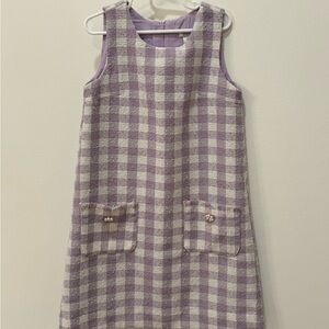 Rachel Zoe Lavender and Cream Checkered Kids Dress